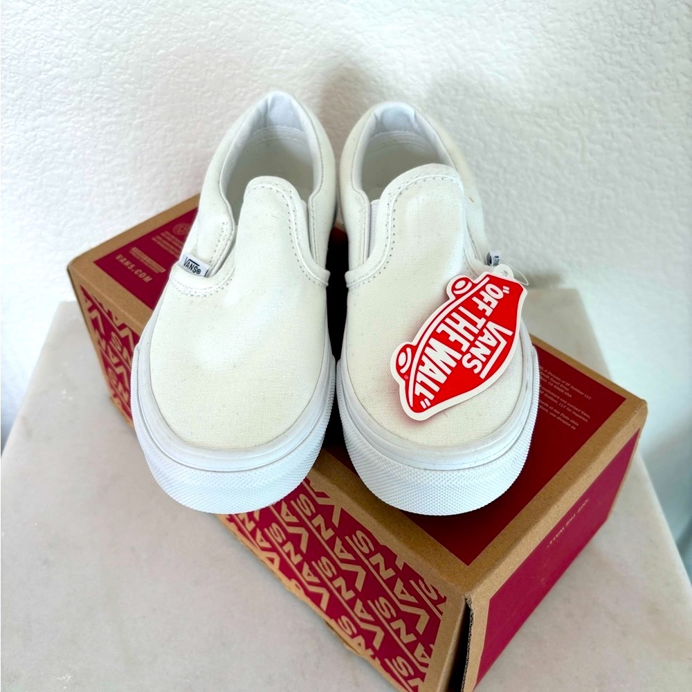 New Vans Slip On Shoes White Kids Size - 1
